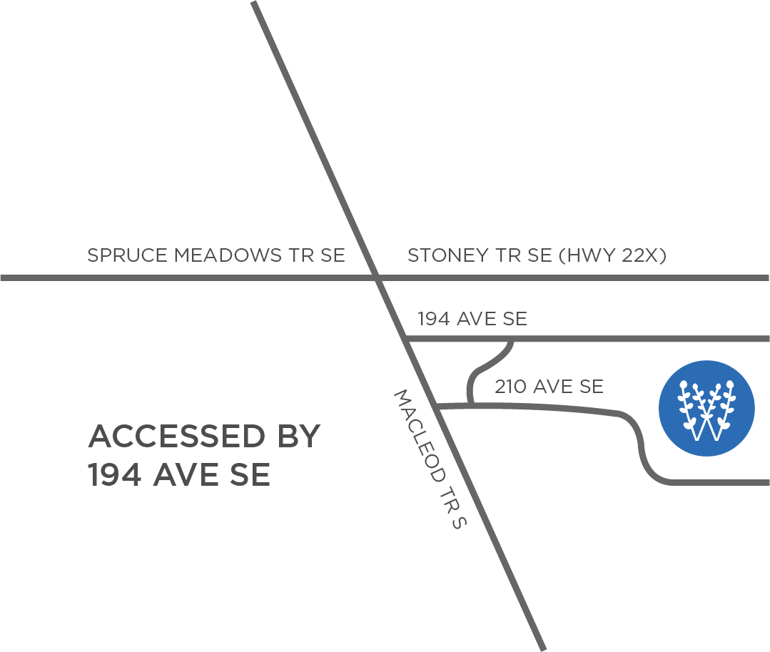 A simplified map of roads leading to Wolf Willow.