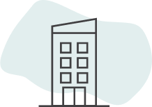 An illustration of a condo building on a light green background.
