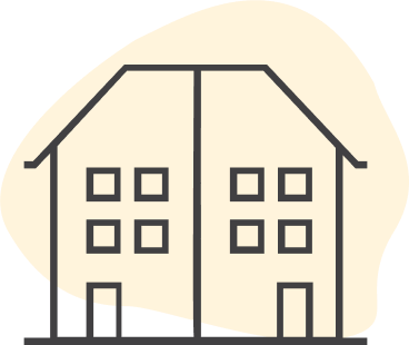 An illustration of a duplex on a yellow background.