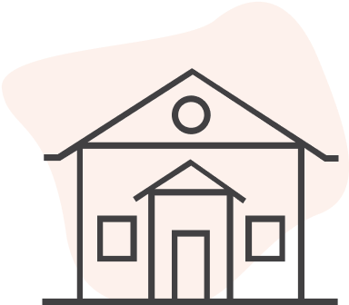 An illustration of a laned home on a pale pink background.