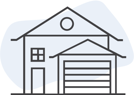An illustration of a front garage home on a light blue background.