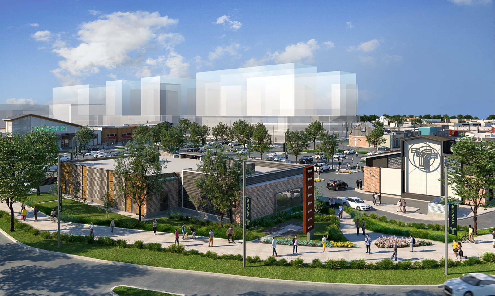 A rendering of Legacy Township shopping centre.