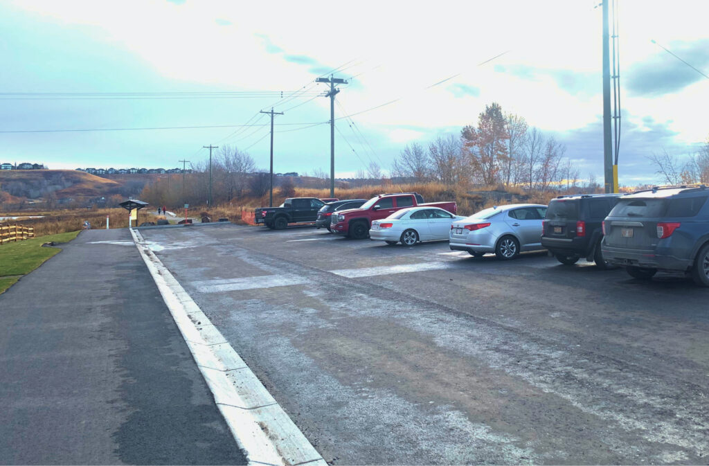 parking lot to fish creek park in wolf willow