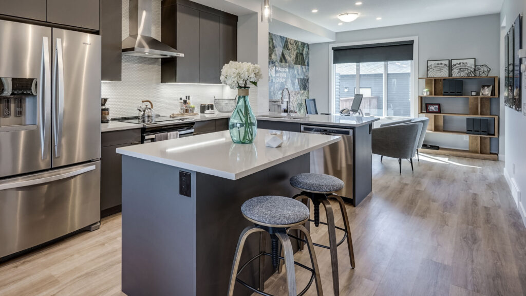 interior shot of the kitchen and dining area of a madison avenue group townhome