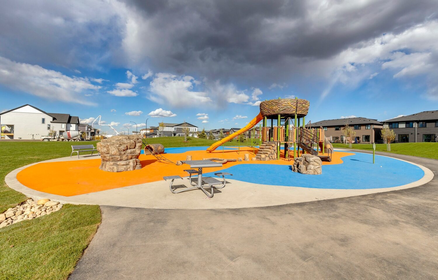 The Osprey Park playground with birds' nest and slide features.