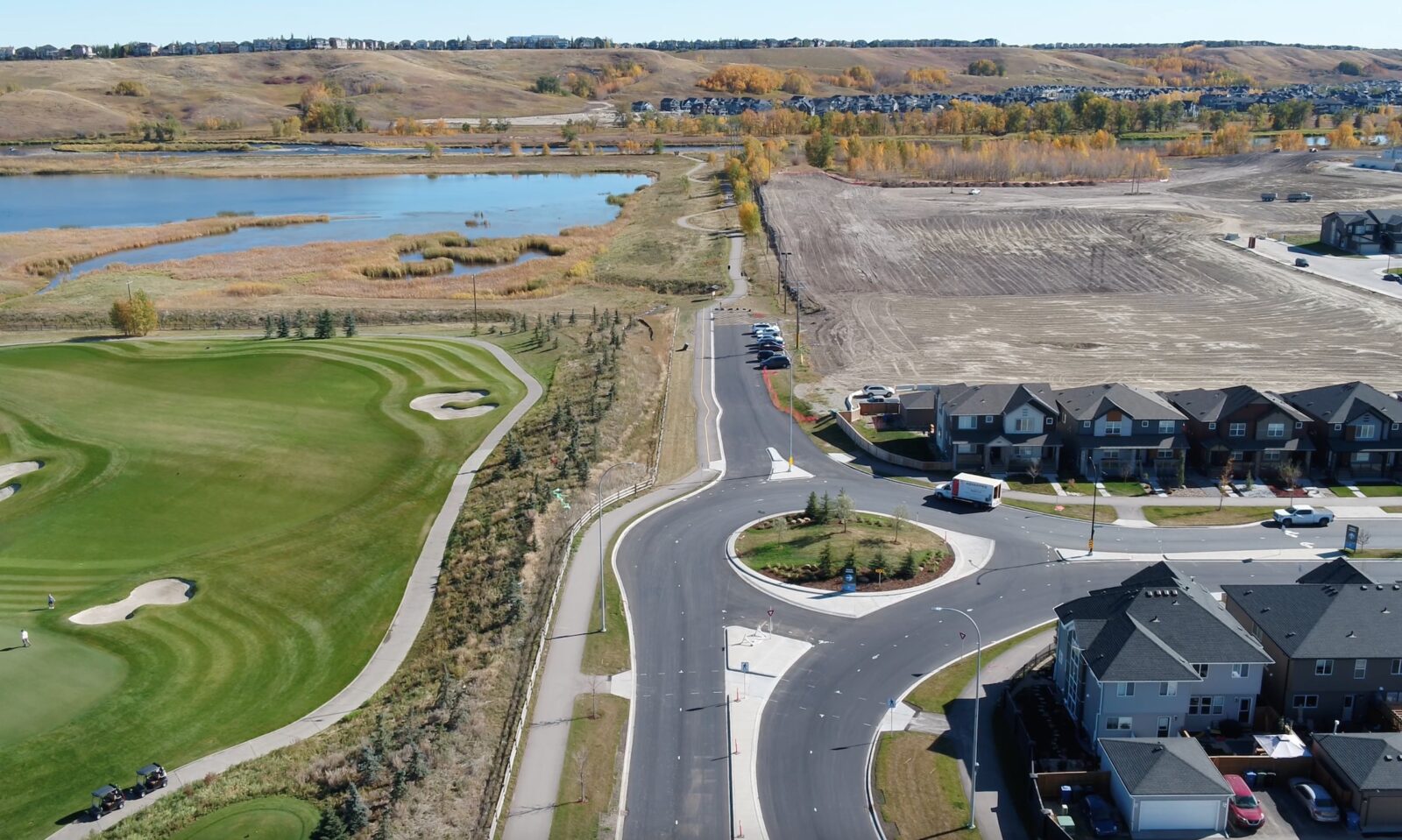 Aerial view of Wolf Willow overlooking Fish Creek Park